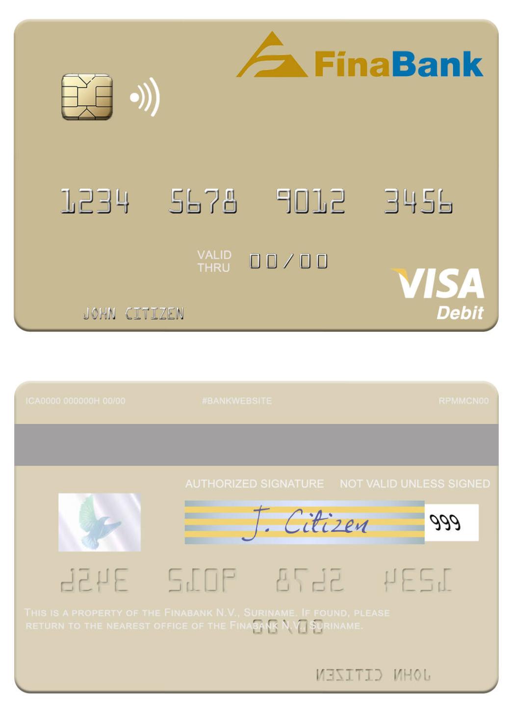 Suriname Finabank N.V. visa debit card